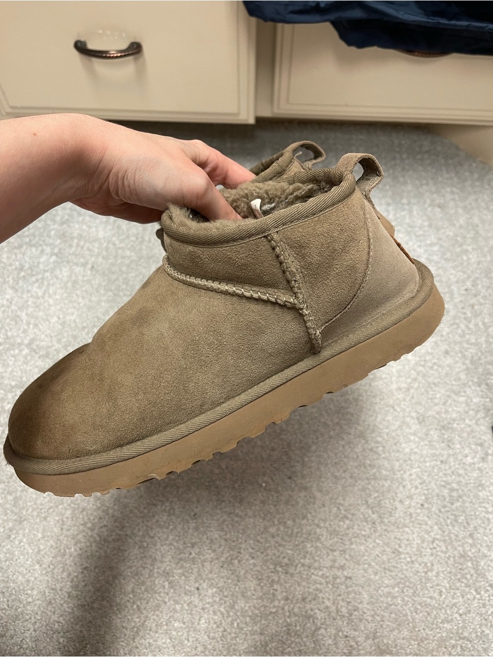 UGG Women's Suede Shearling Micro Uggs - Antelope